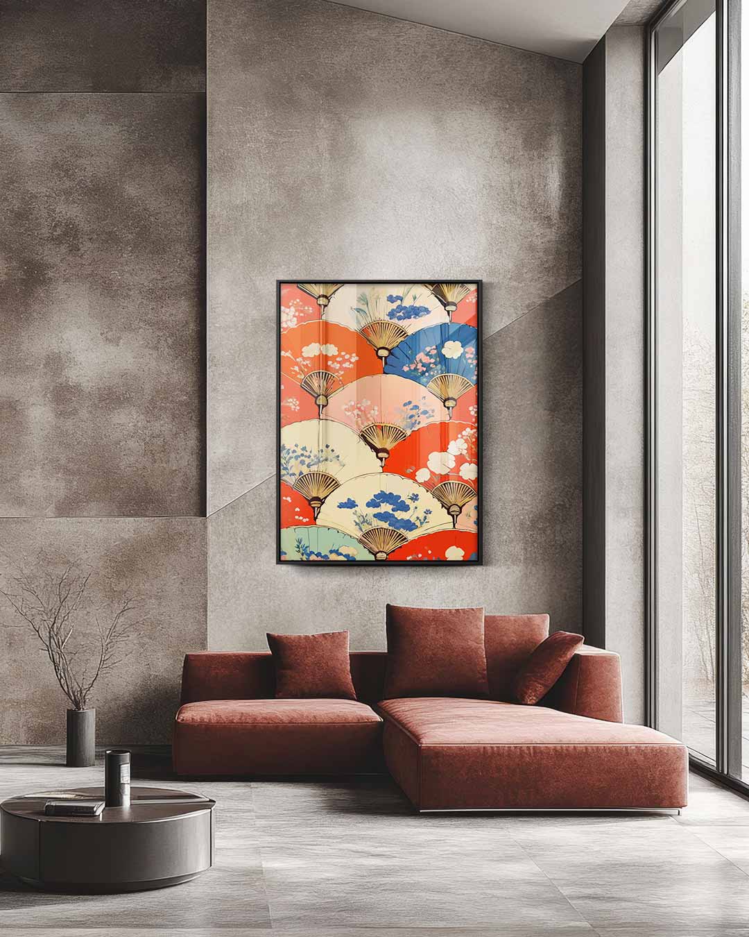 Kleurrijke Fan Fantasy – staande wandkunst voor woonkamer of interieur