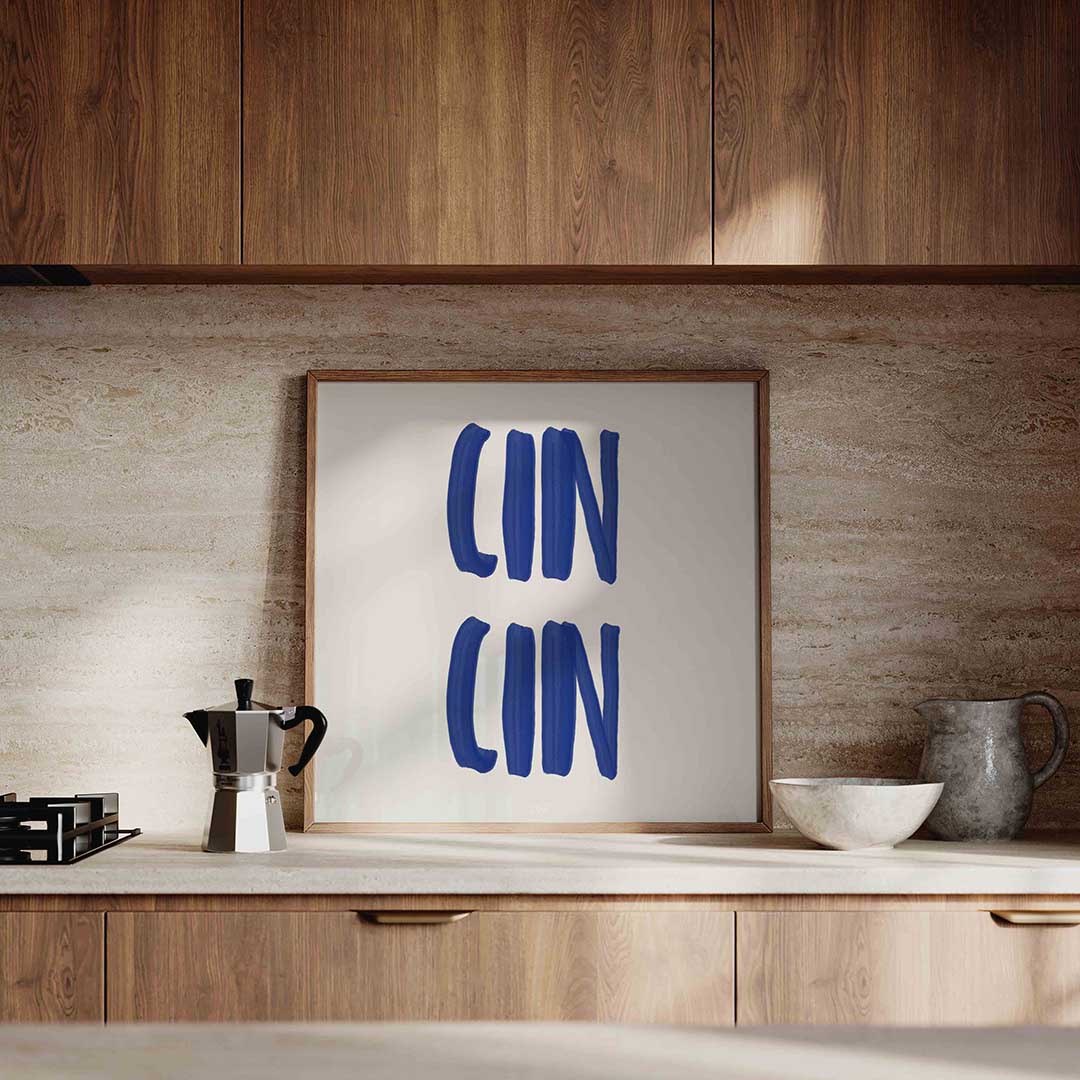 Cin cin – culinaire wandkunst als vierkante poster