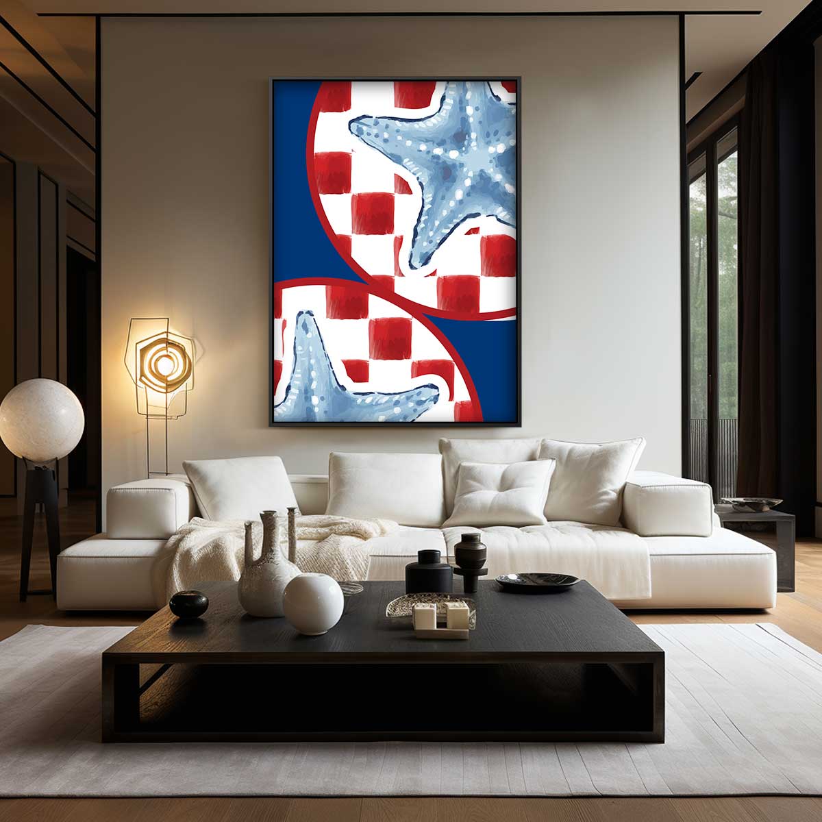 Zeeavontuur op Canvas – kunstwerk met zwarte baklijst
