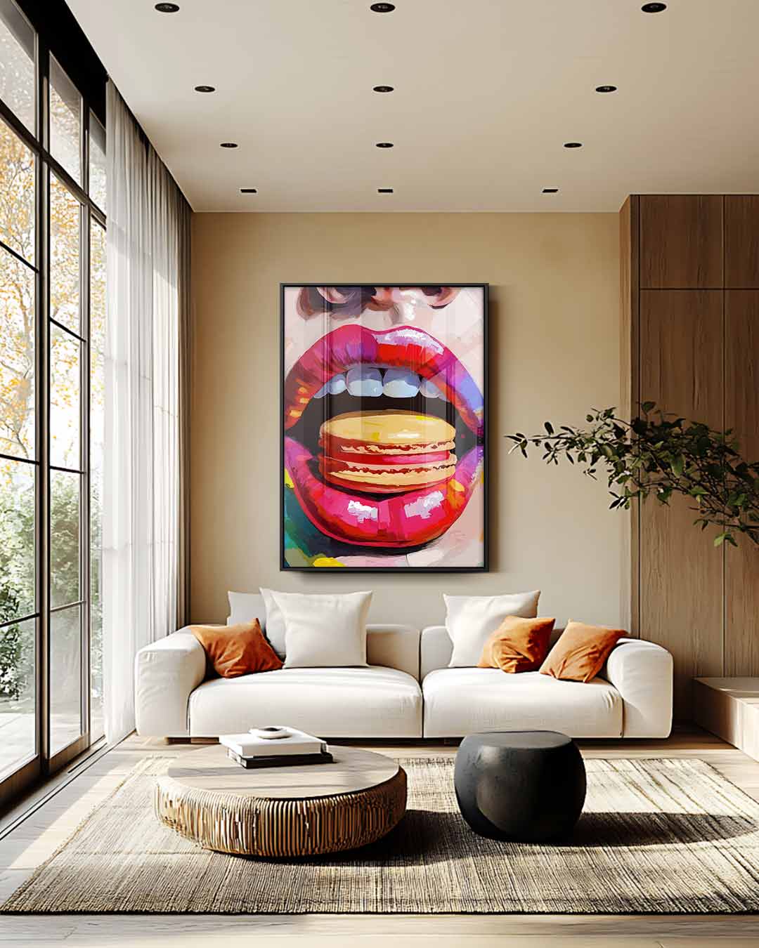 Kleurrijke Macaron Smaakexplosie – staande wandkunst voor woonkamer of interieur
