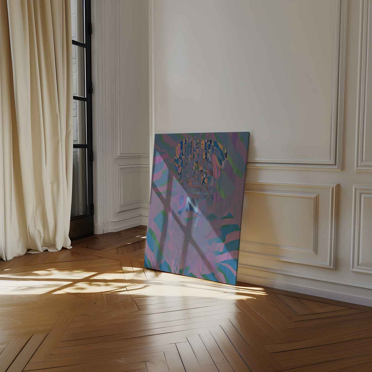 Kleurrijke Harmonie: Mystieke Portret – staand kunstwerk voor modern interieur