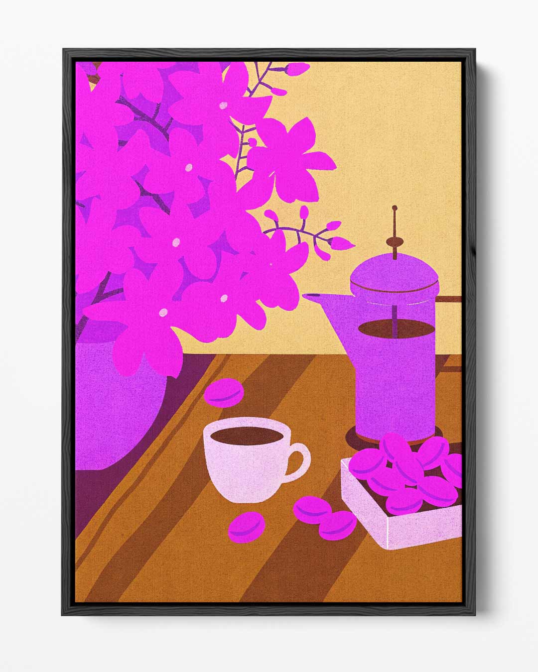 Koffieochtend Met Bloesems – portret kunstwerk als wanddecoratie