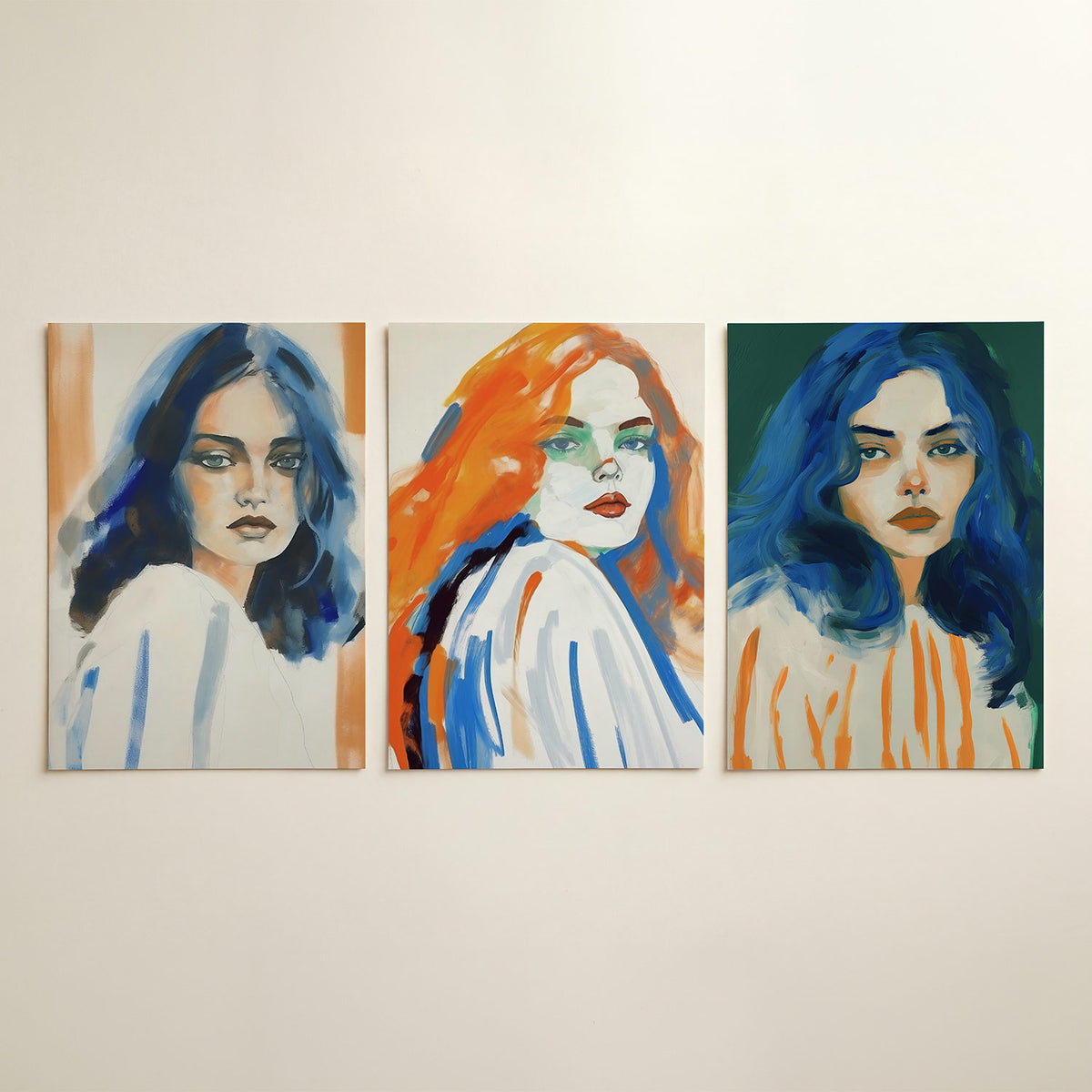 Kleur en portret driedelige posterset in tweede interieur