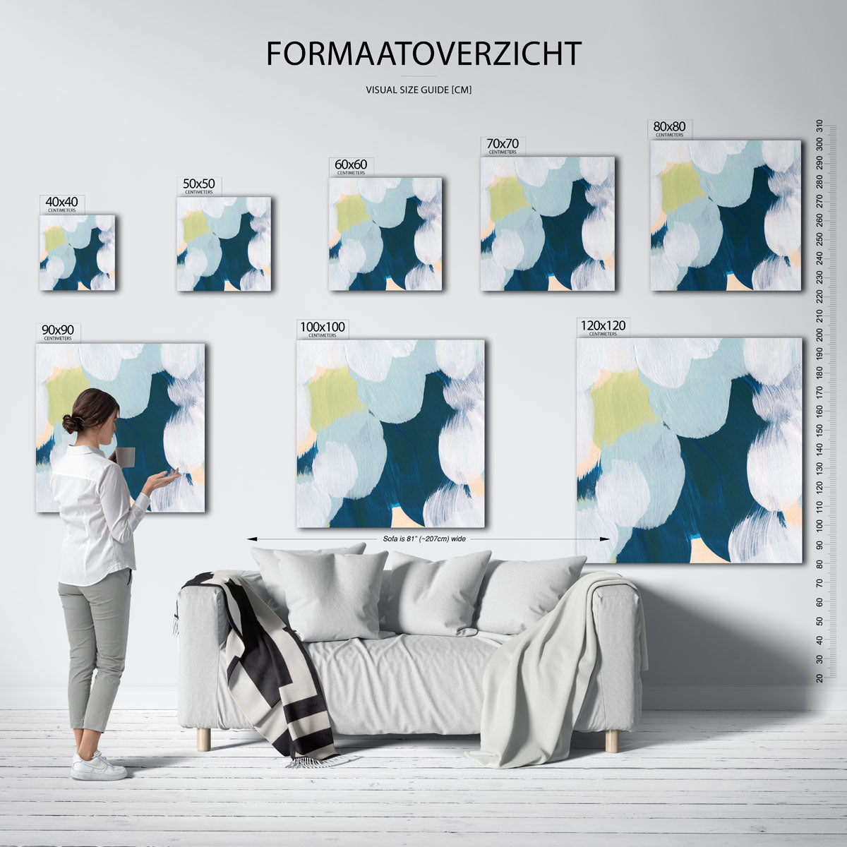 Abstracte penseelstreken – vierkante muurposter met artistieke uitstraling