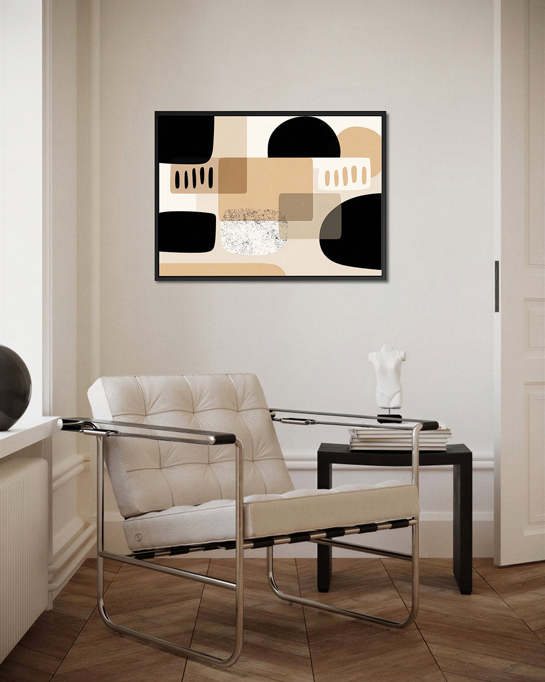 Geometrische vormen compositie – Zwart – kunstwerk op canvas, dibond of plexiglas