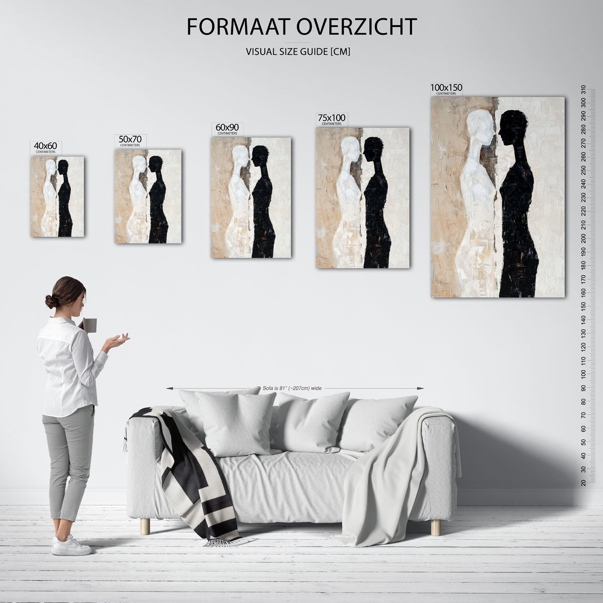 Tegenovergestelde silhouetten – staande wanddecoratie van WallArtistic