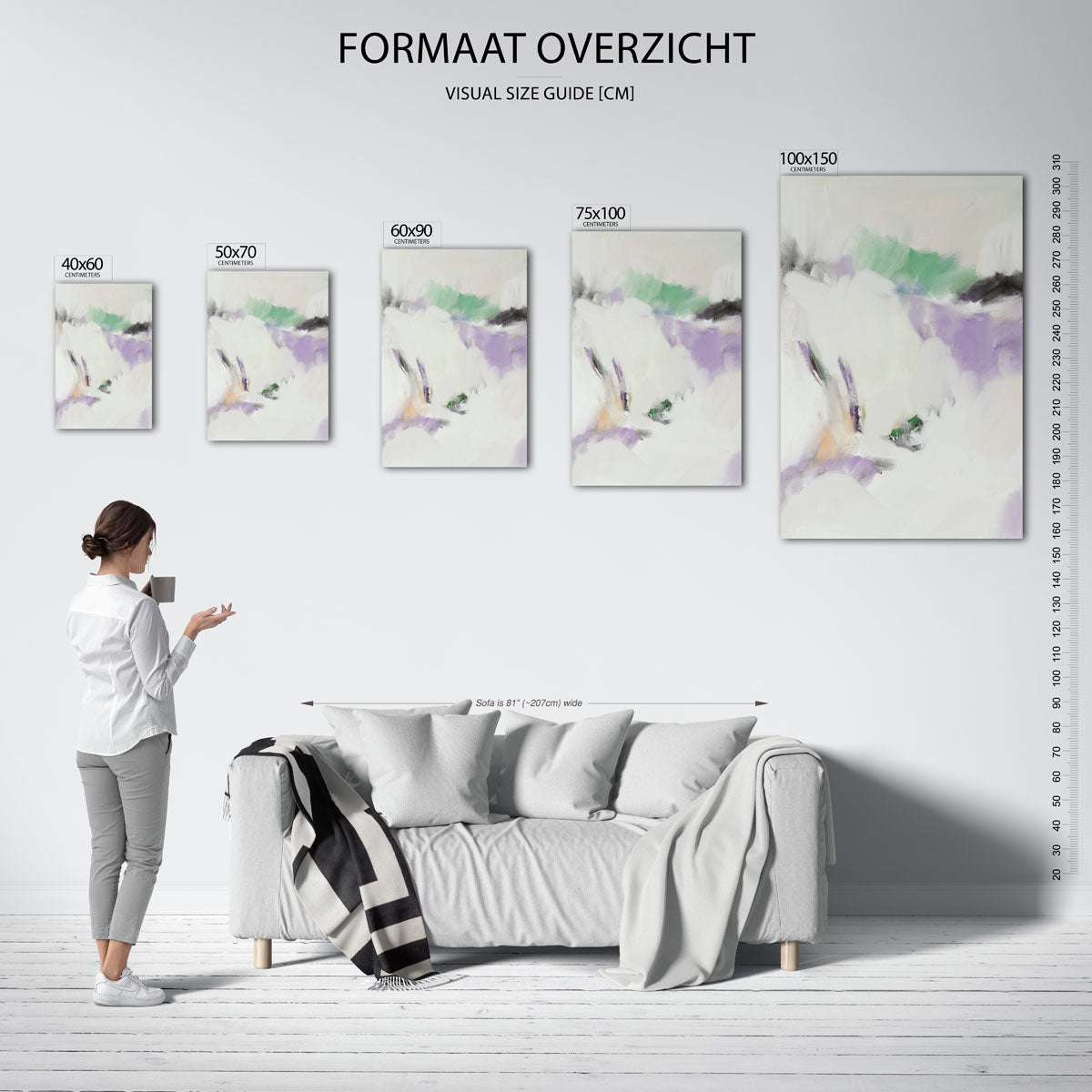 Zachte kleurencompositie – staand wanddecoratie kunstwerk