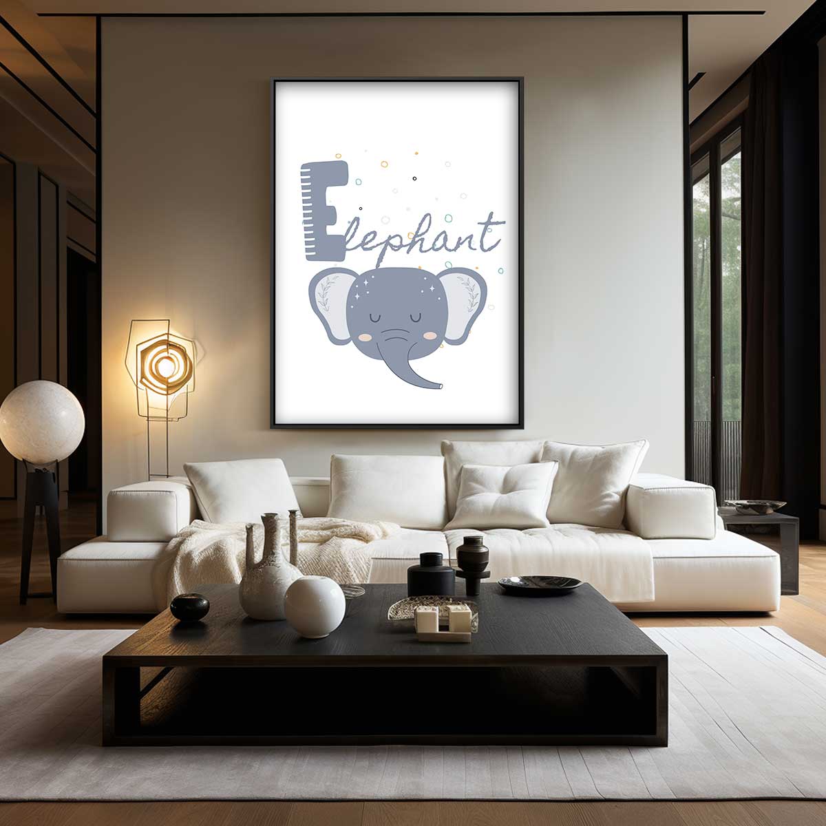 Dromerige Olifant Illustratie – canvas wanddecoratie in portret formaat
