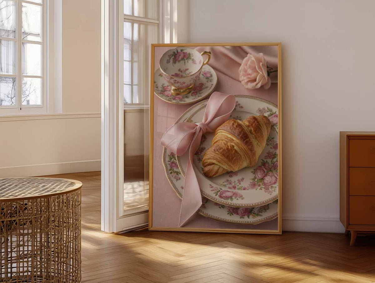 Ontbijt met Croissant – vrolijke paasillustratie als portret poster