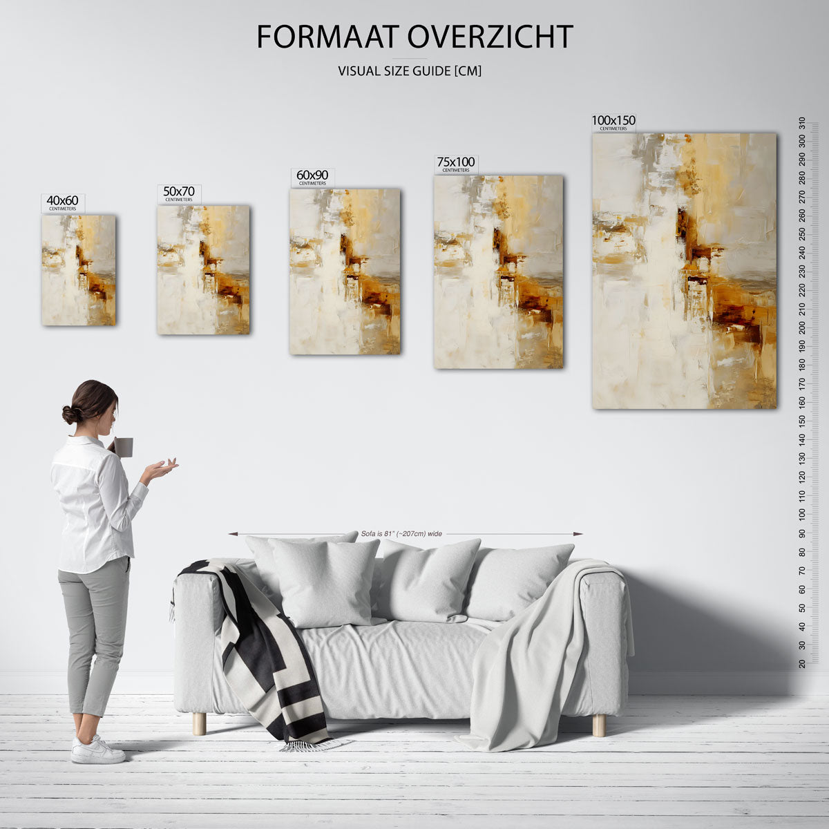 Gelaagde kleurencompositie – staand wanddecoratie kunstwerk
