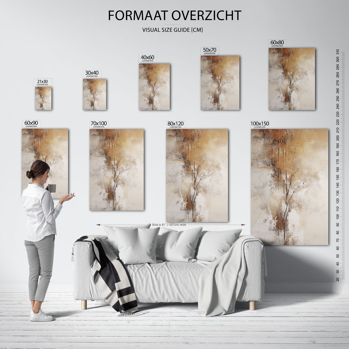 Abstracte beige textuur – staande muurposter met zachte abstracte vormen