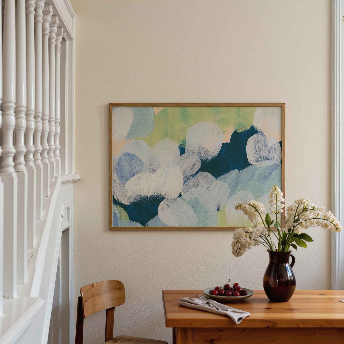 Abstracte penseelstreken – artistieke poster in liggend formaat