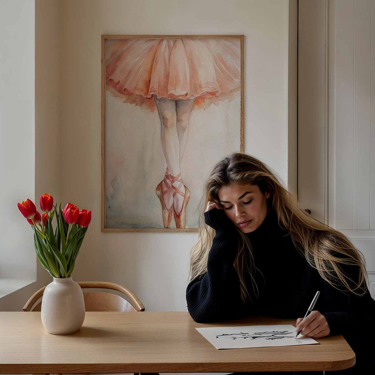Elegante Ballerina – paasposter in staand formaat