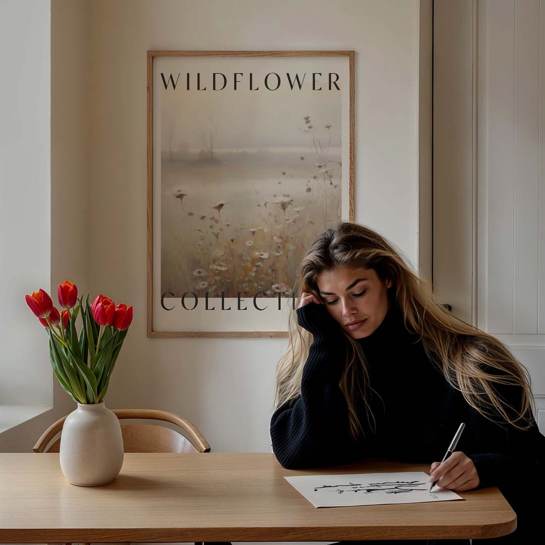 Wildflower Droomlandschap – staande muurposter met botanische uitstraling