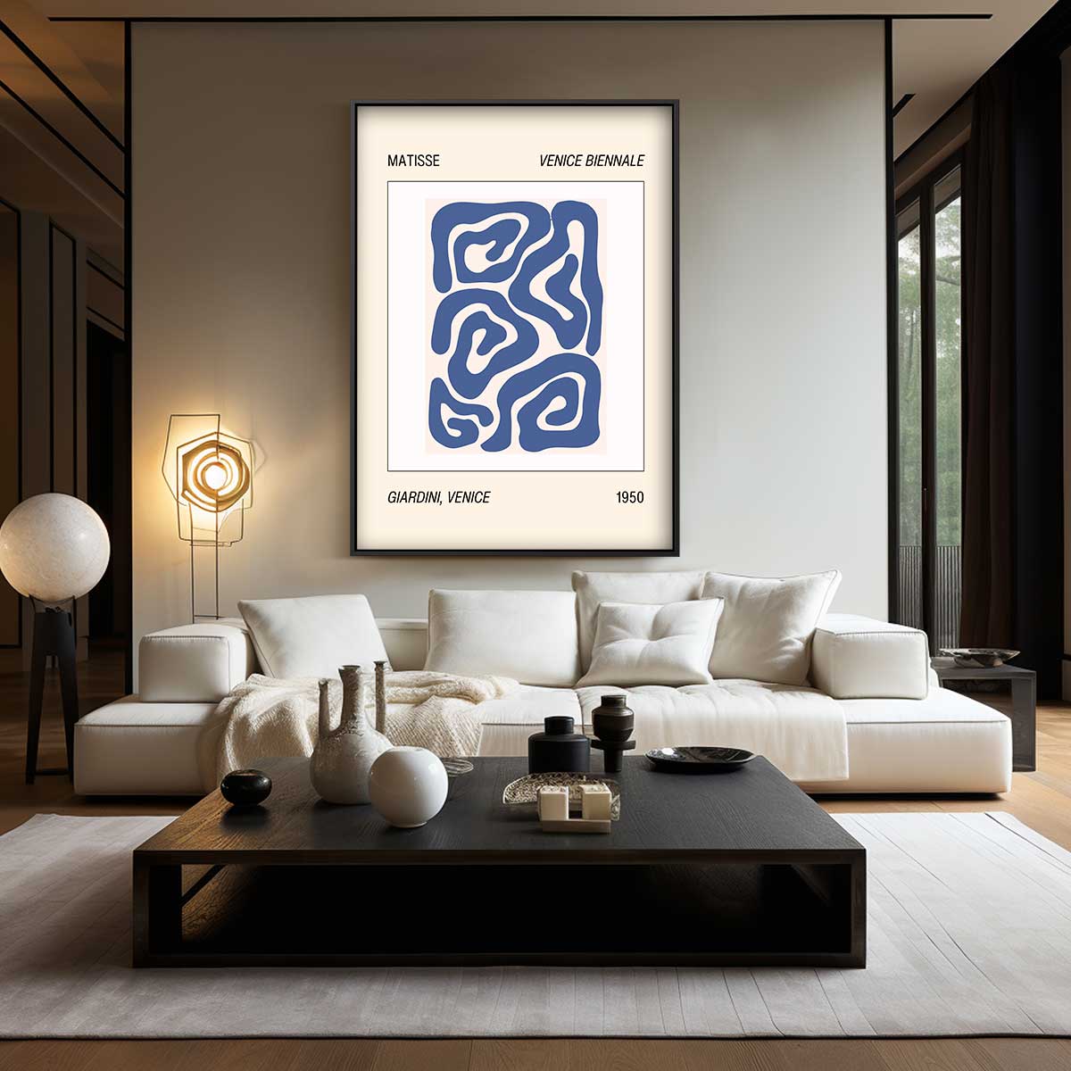 Abstracte Blauwe Patronen – staand kunstwerk voor modern interieur