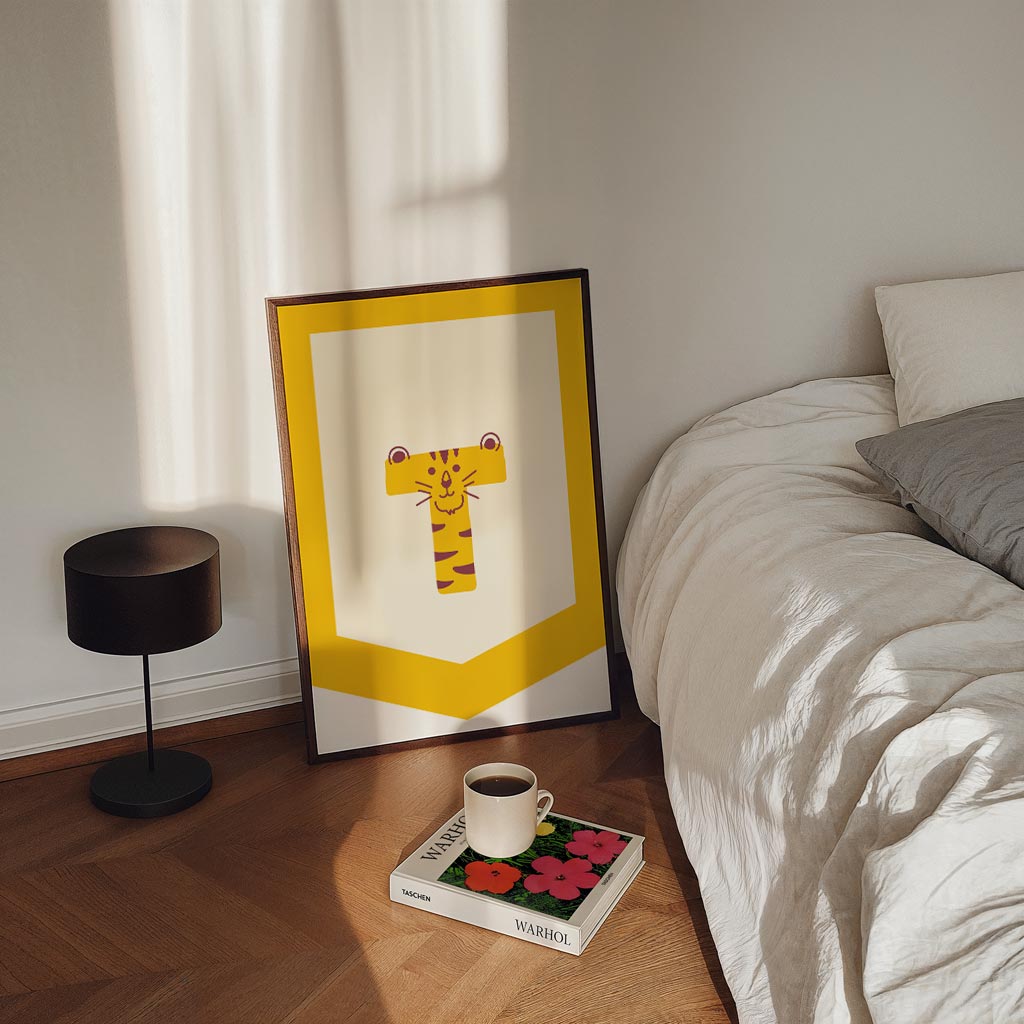 Speelse Tijger Letterposter – kinderposter in staand formaat