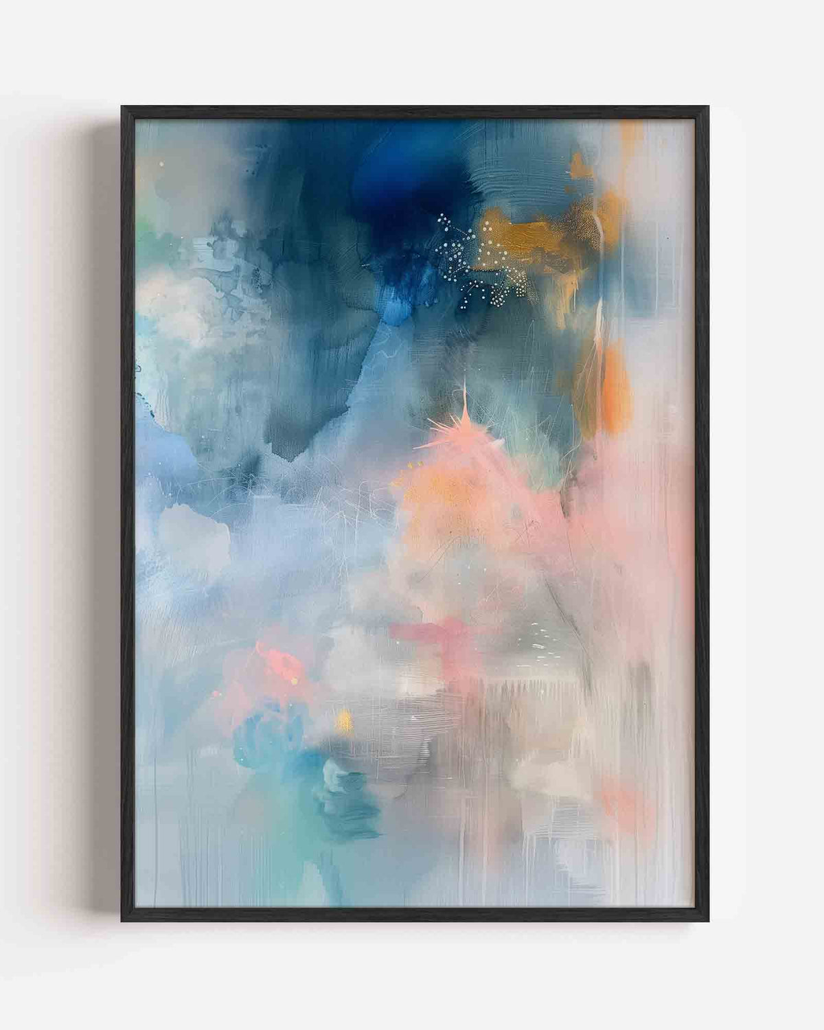 Abstracte blauwe en roze – abstracte textuur portret poster als wanddecoratie