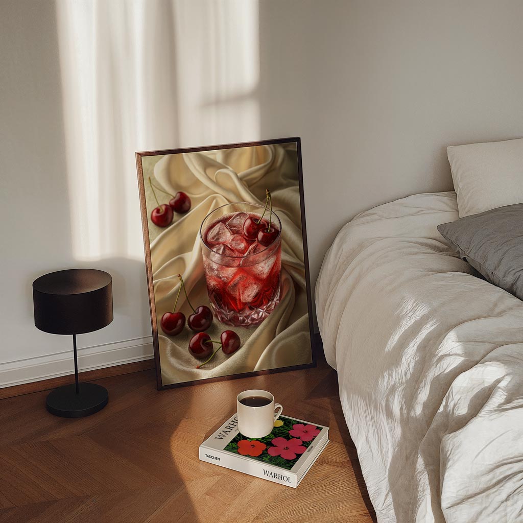 Luxe Kersen Mocktail – staande zomer wanddecoratie van WallArtistic