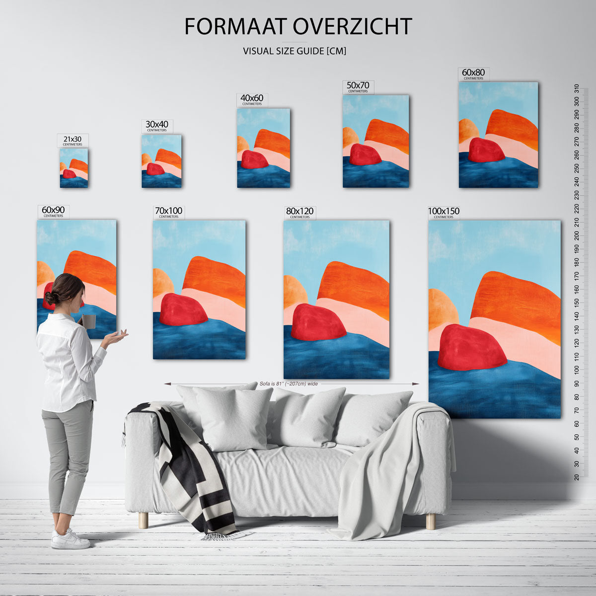 Abstracte vormen – staande muurposter voor een modern interieur