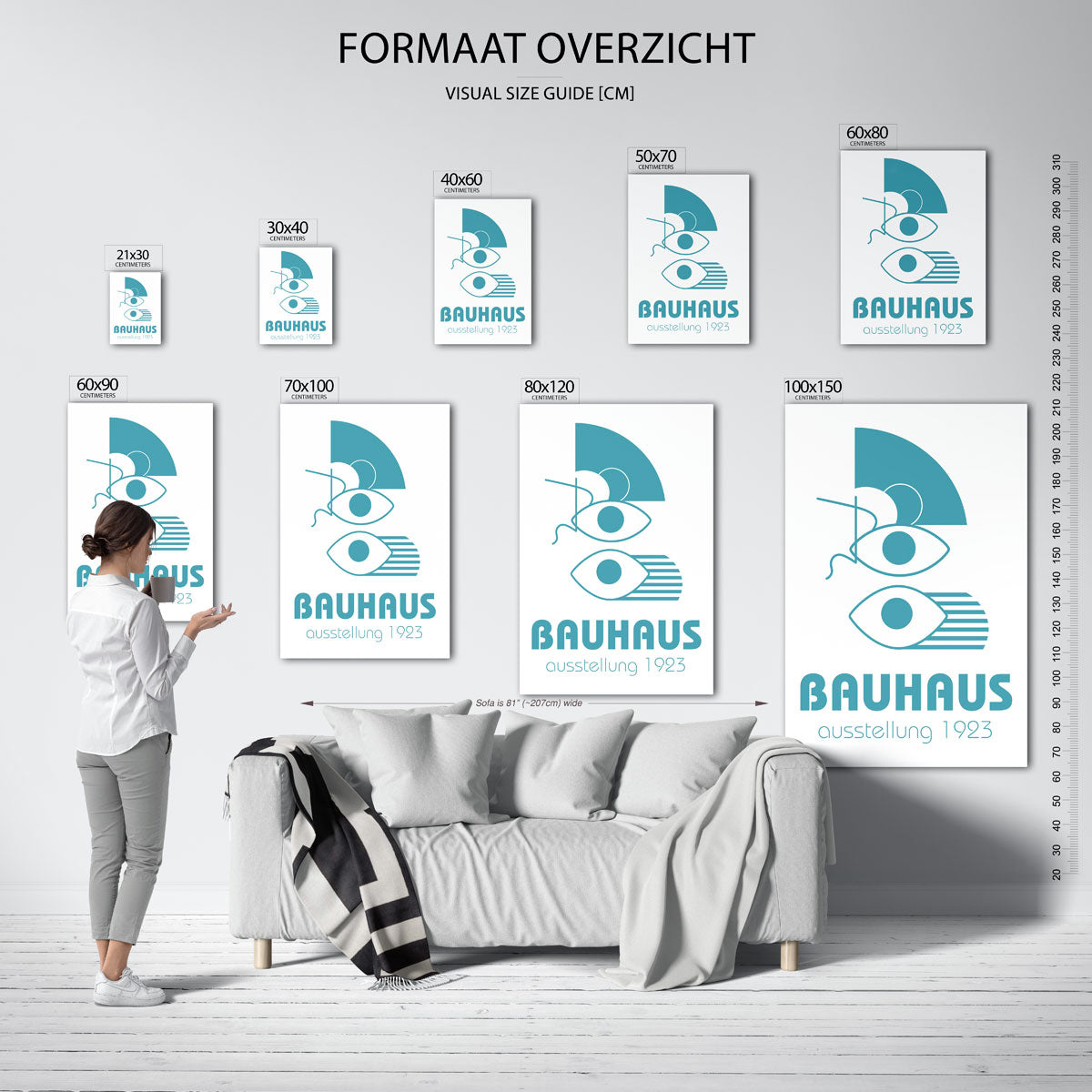Vormen en ogen – geometrische poster in Bauhaus-stijl van WallArtistic