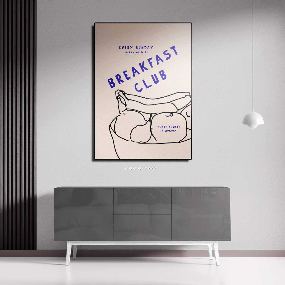 Breakfast Club Illustratie – staande wandkunst voor woonkamer of interieur