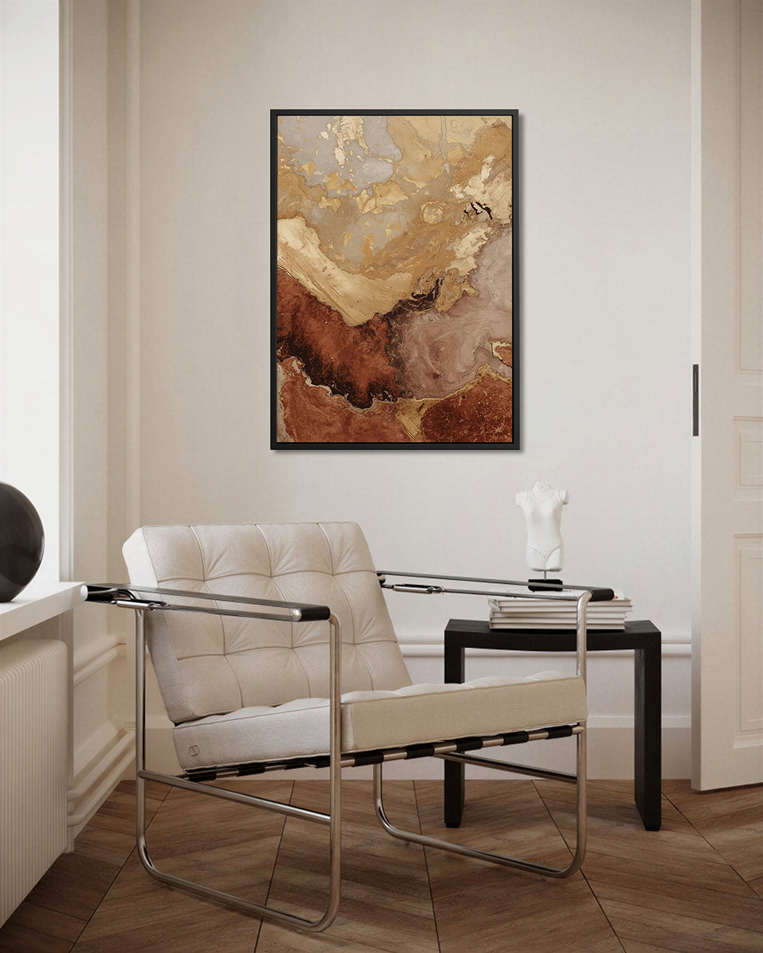 Aardse kleuren compositie – staand wanddecoratie kunstwerk