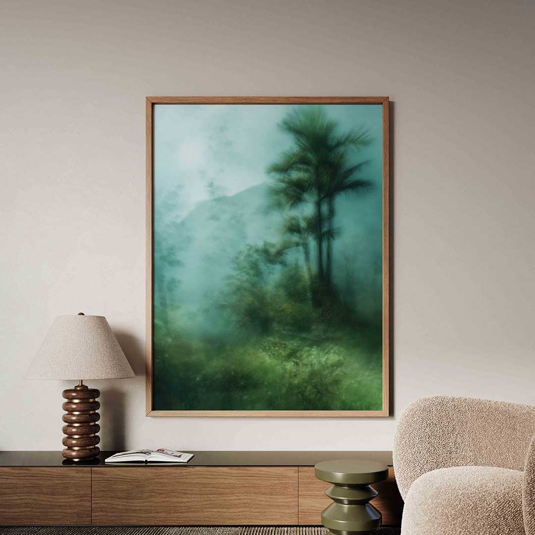 Mistige bomen – tropische jungle poster in staand formaat