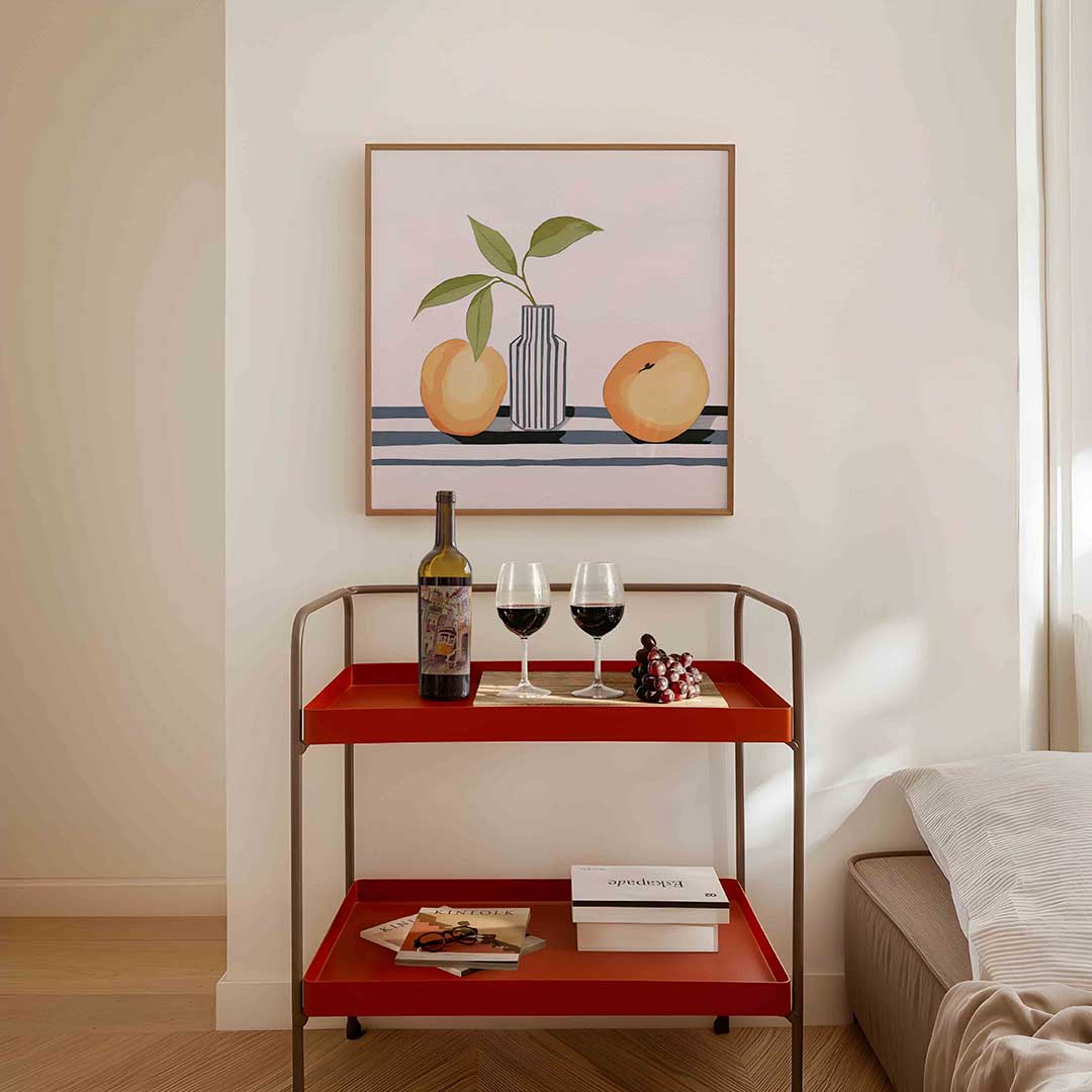 Fruit en vaas – vierkante keuken wanddecoratie van WallArtistic