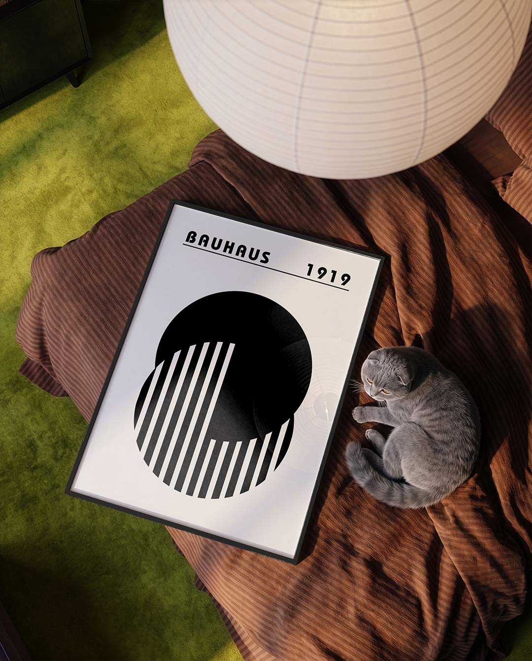 Cirkel en strepen – moderne Bauhaus wandkunst als poster