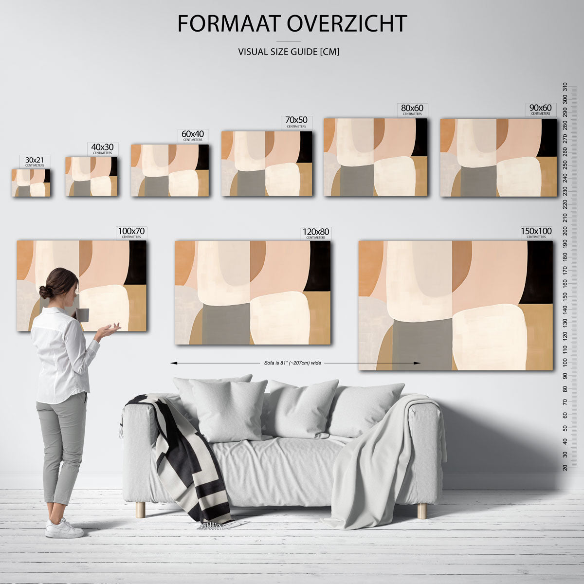 Abstracte vormen – liggende muurposter met kleurrijke abstracte vormen