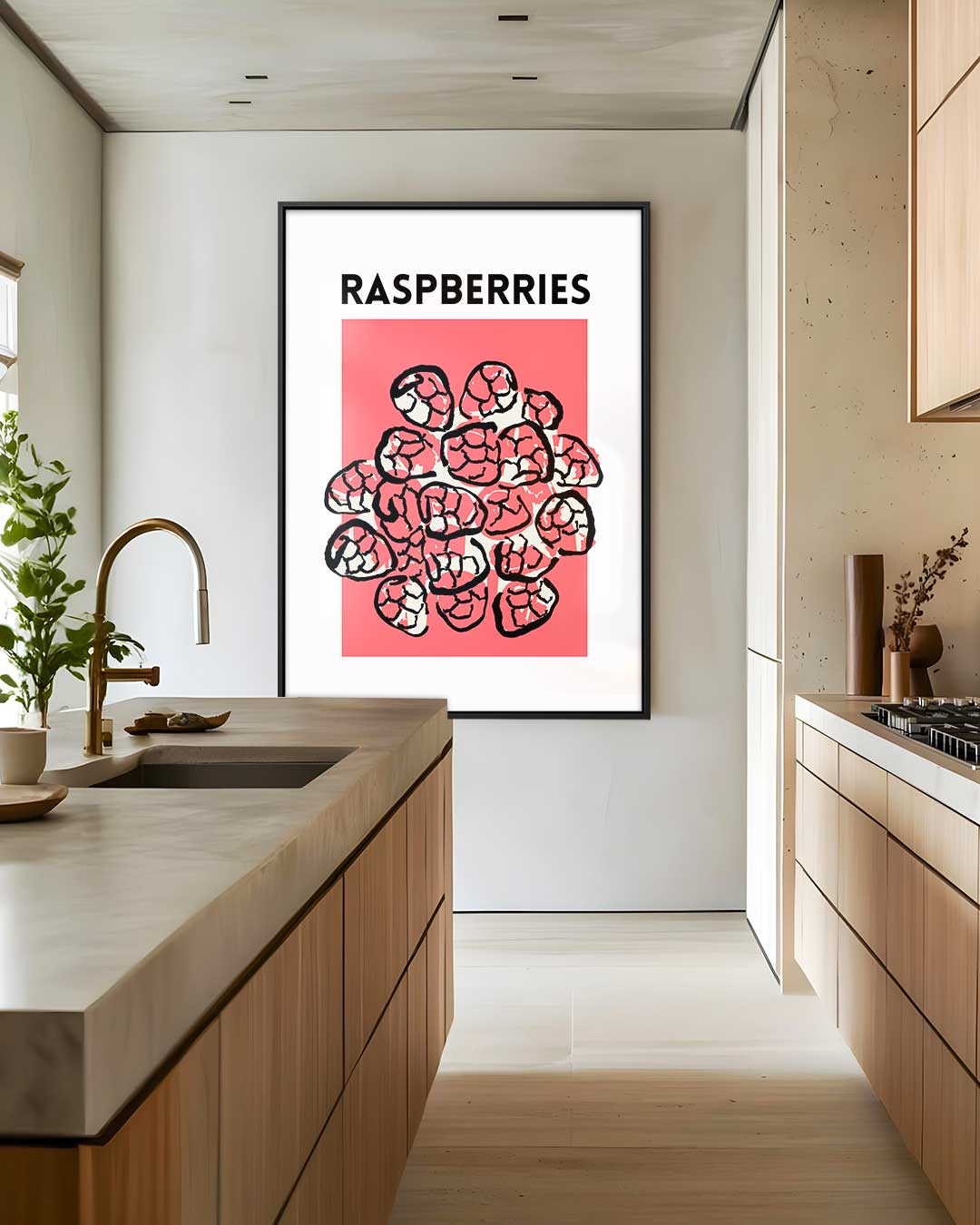 Frisse Frambozen Kunst – staand kunstwerk voor modern interieur