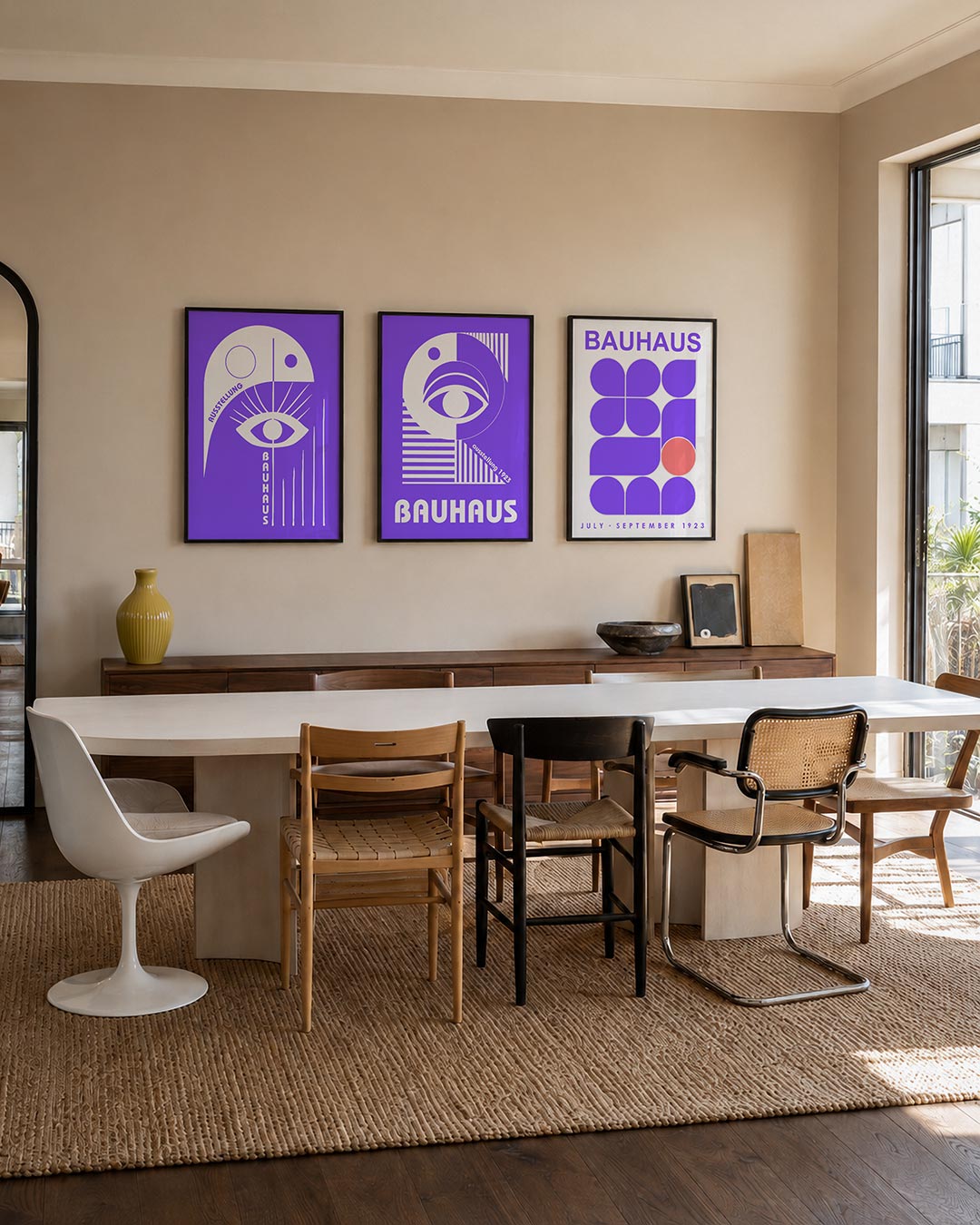 Oog en lijnen driedelige posterset – deze posterset in drie delen toont een speelse combinatie