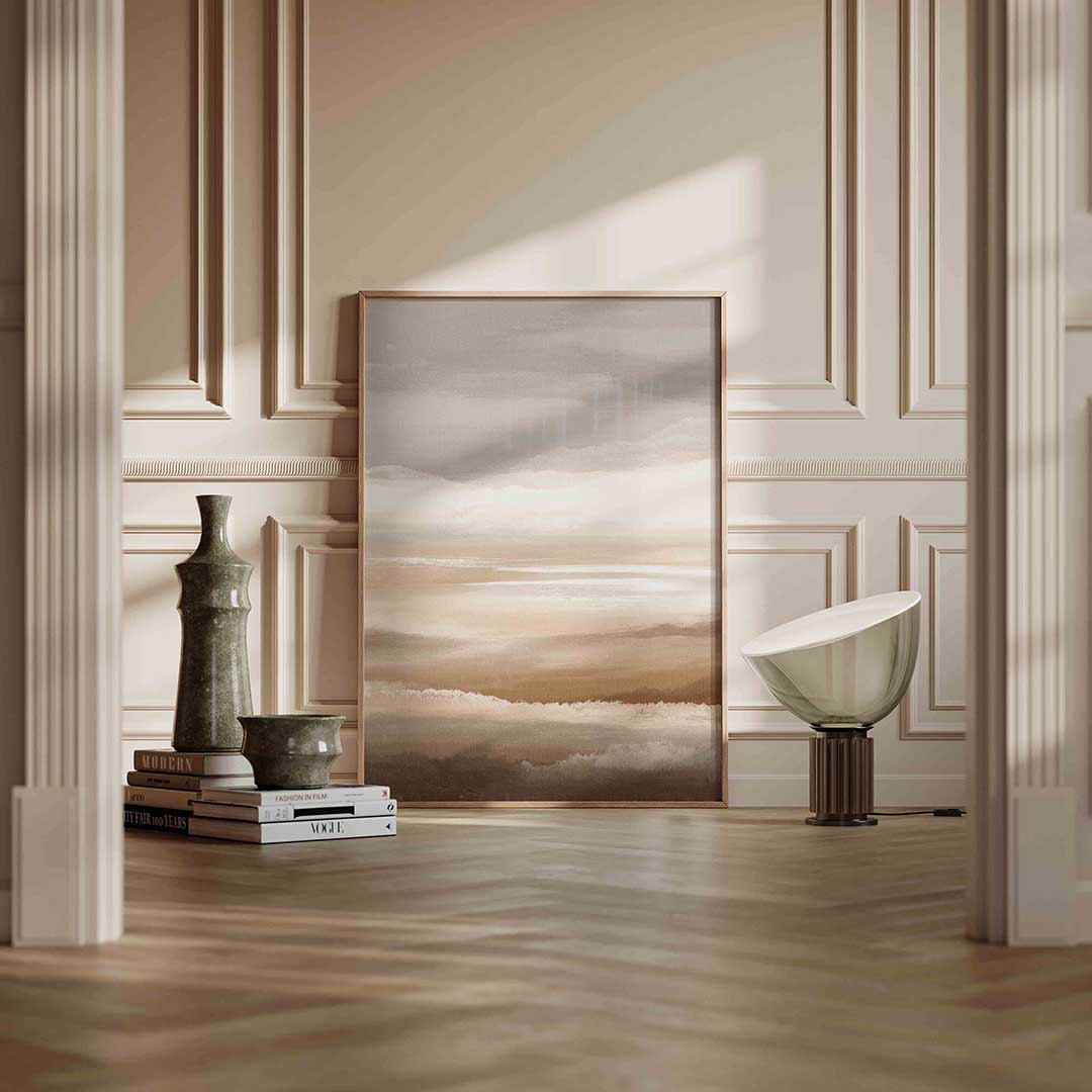 Neutrale horizon – staande abstracte wanddecoratie van WallArtistic