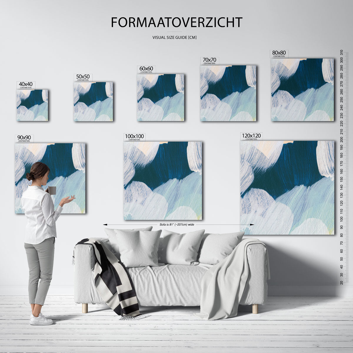Abstracte penseelstreken – vierkante muurposter met artistieke uitstraling