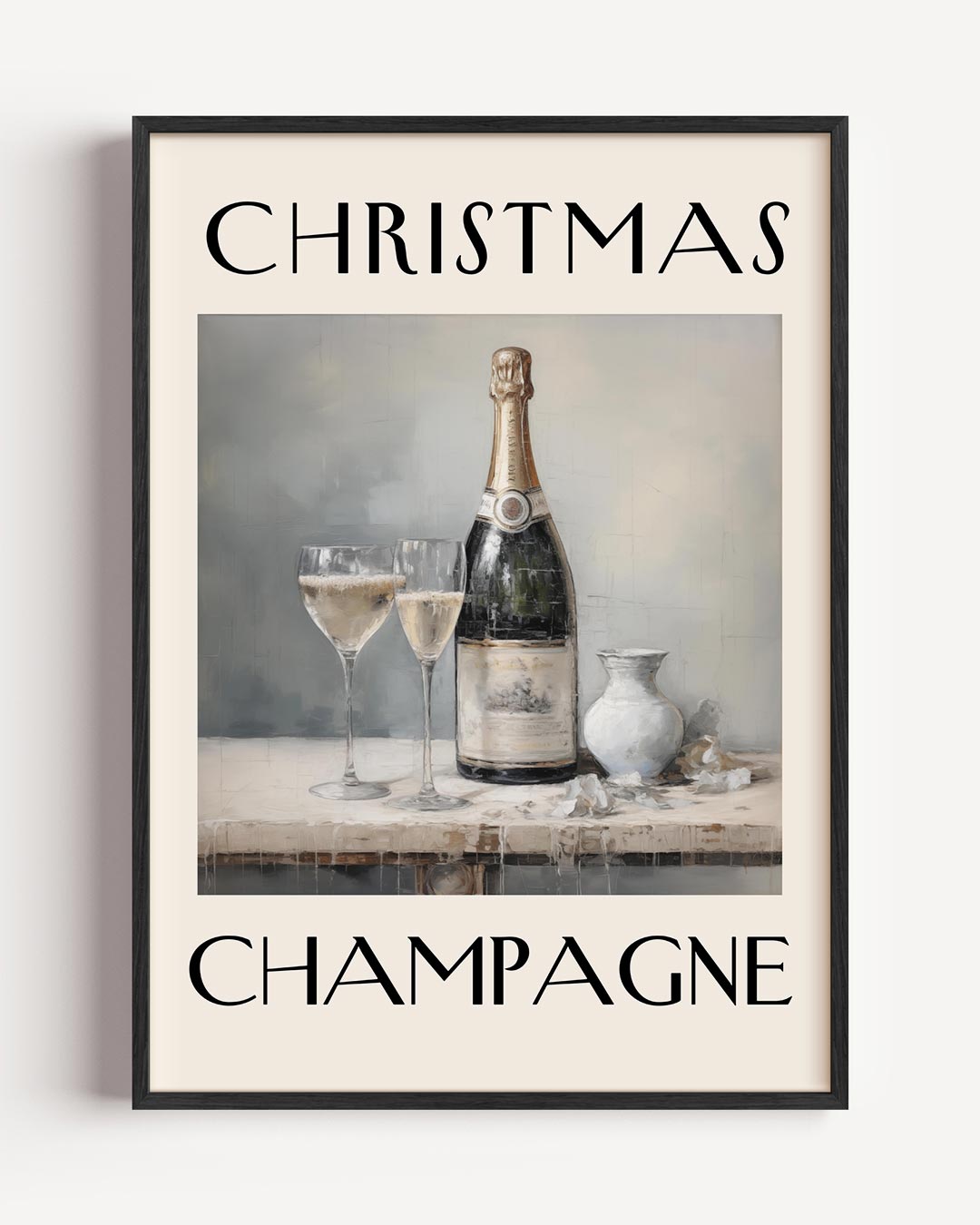 Elegante Kerstchampagne – kerst portret poster als wanddecoratie