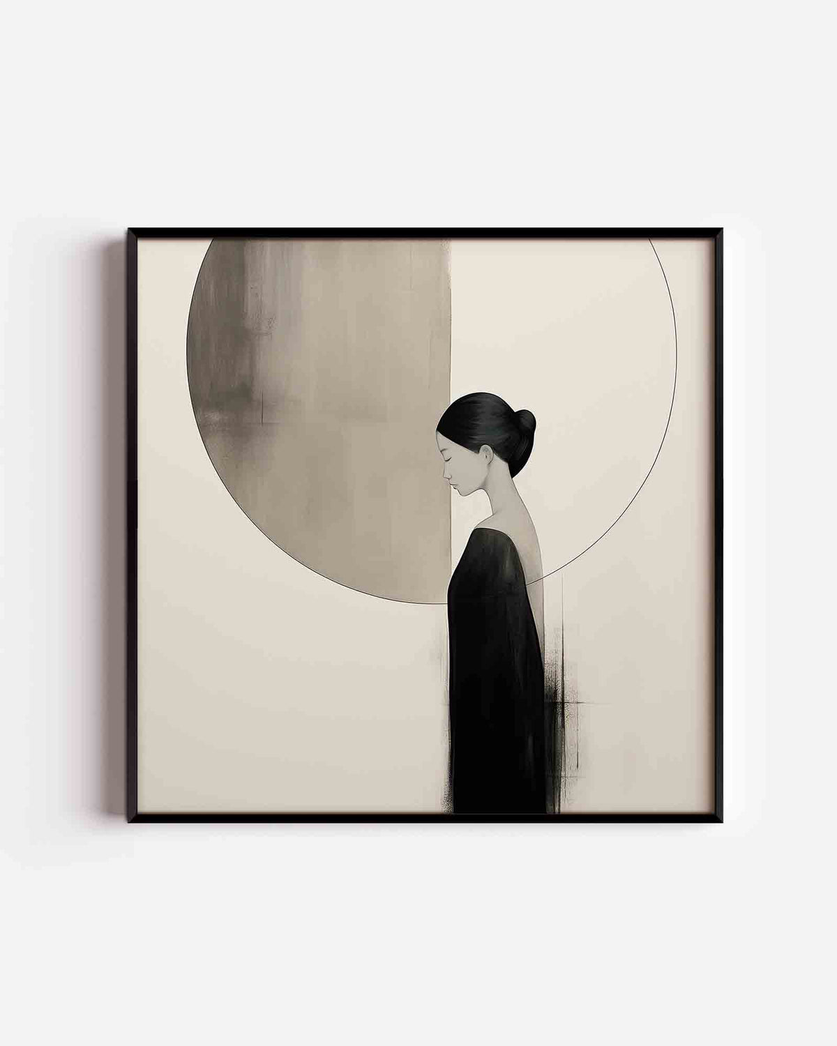 Vrouw met cirkel – Aziatische vierkante poster als wanddecoratie