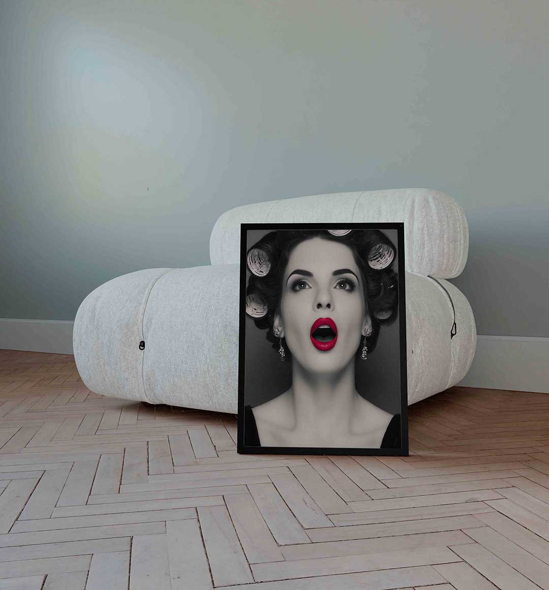 Vrouw met rode lippen – Pop Art wandkunst als portret poster