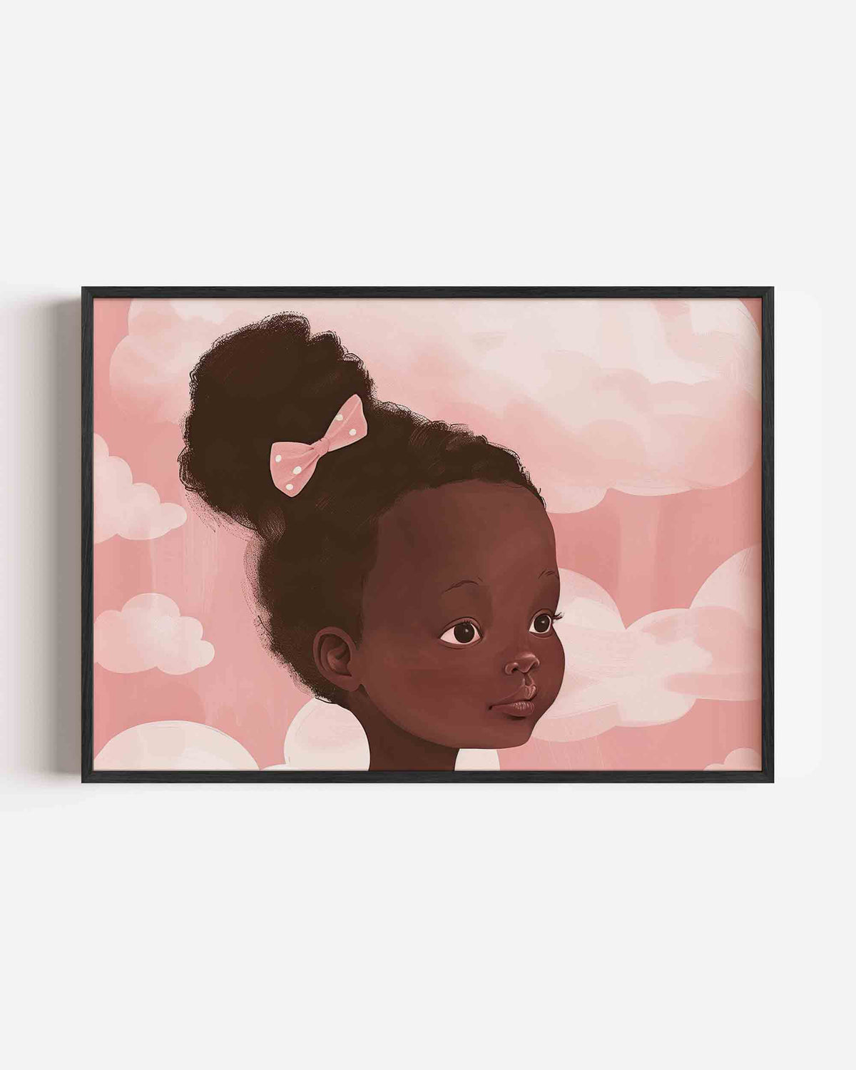 Meisje met roze strik – landscape kinderposter als wanddecoratie
