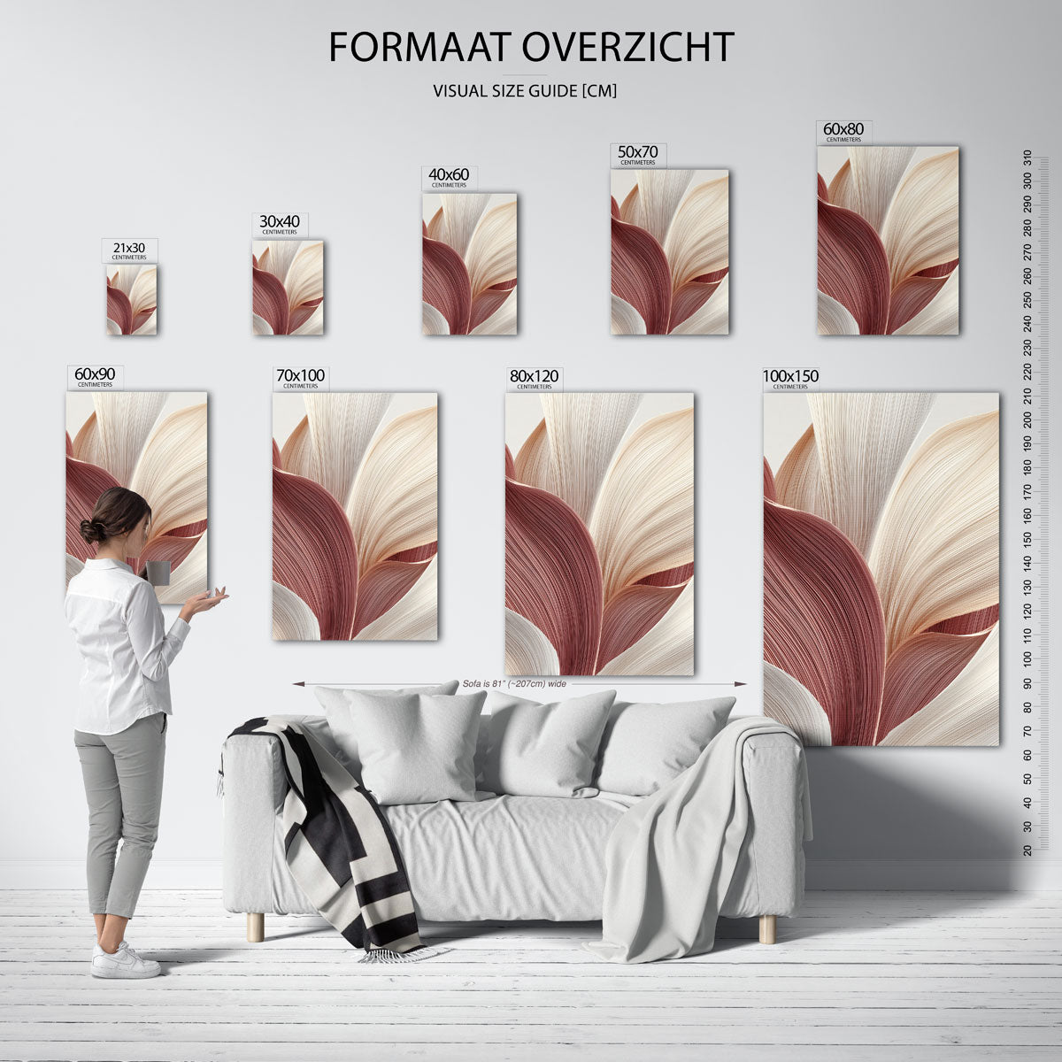 Golvende lijnen – staande muurposter met abstracte vormen