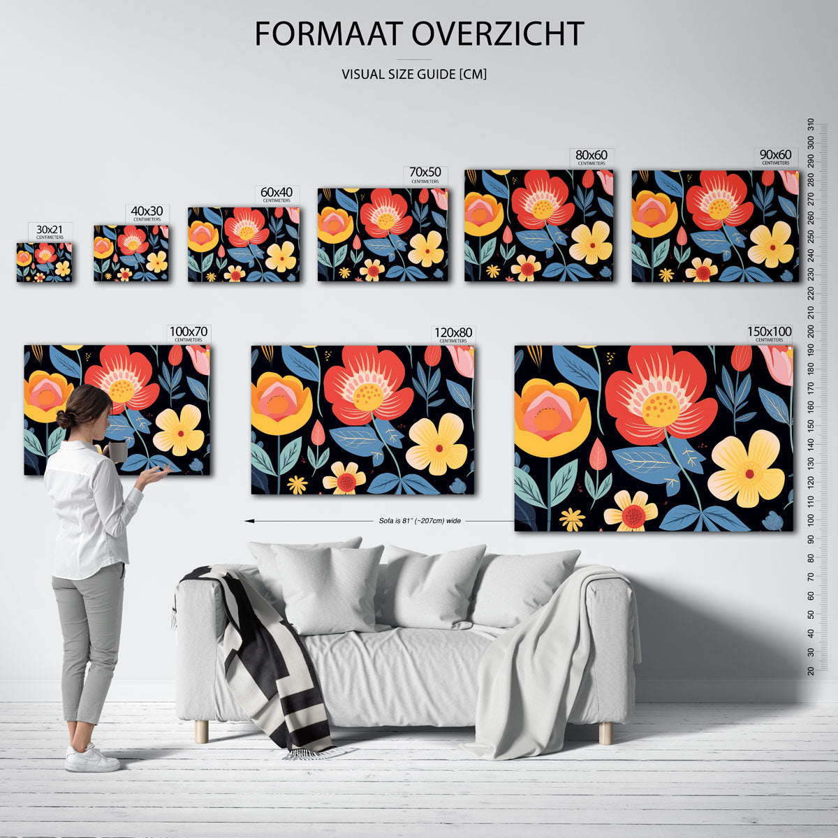 Bloemen en bladeren – liggende muurposter voor de kinderkamer