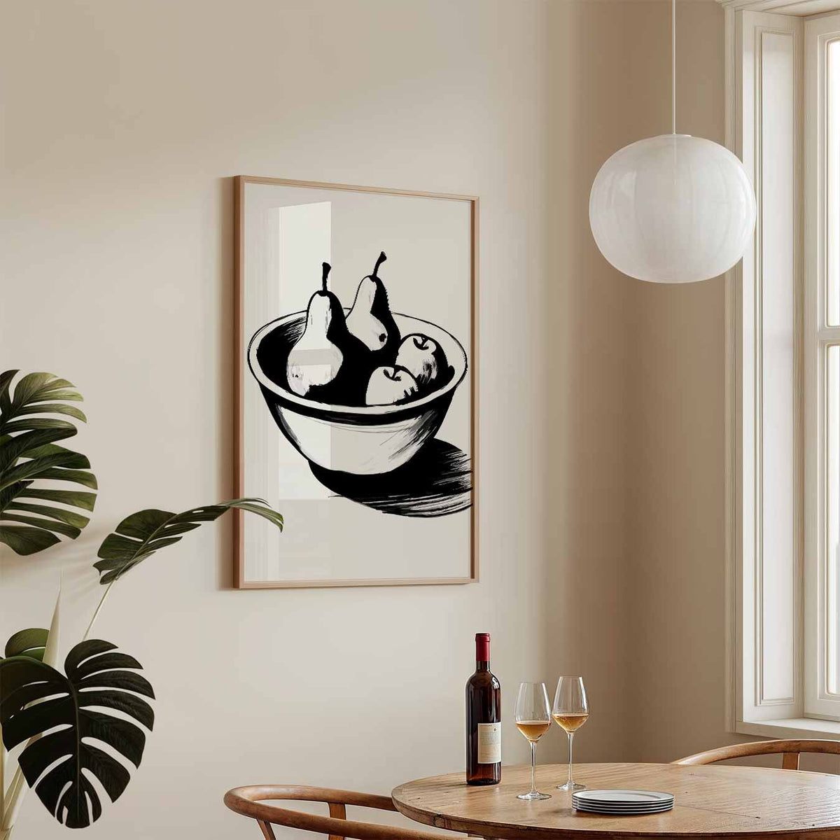 Smaakvolle Fruitschaal Illustratie – keukenposter in staand formaat