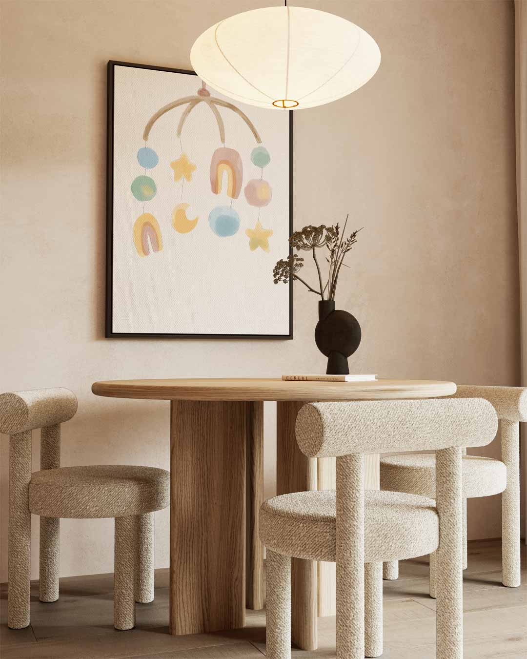 Dromerige Regenboog Babymobiel – staand kunstwerk voor modern interieur