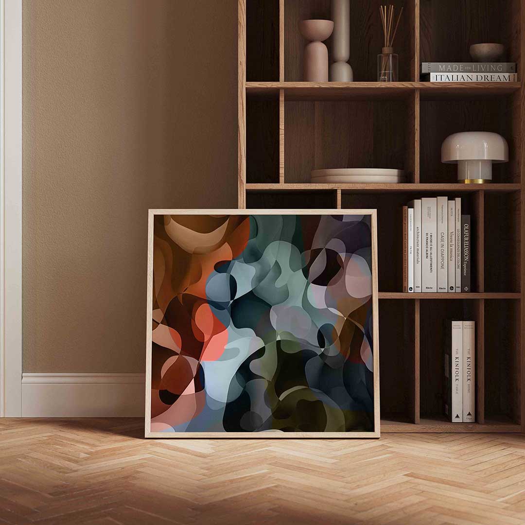 Abstracte vormen – vierkante wanddecoratie met kleur en vorm van WallArtistic