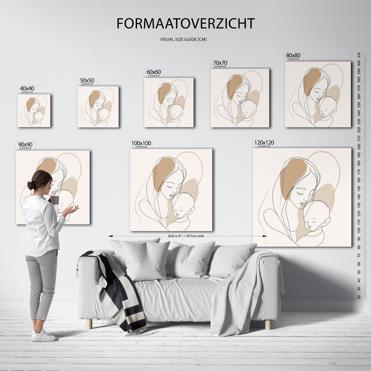Moeder en kind – vierkante muurposter voor de kinderkamer