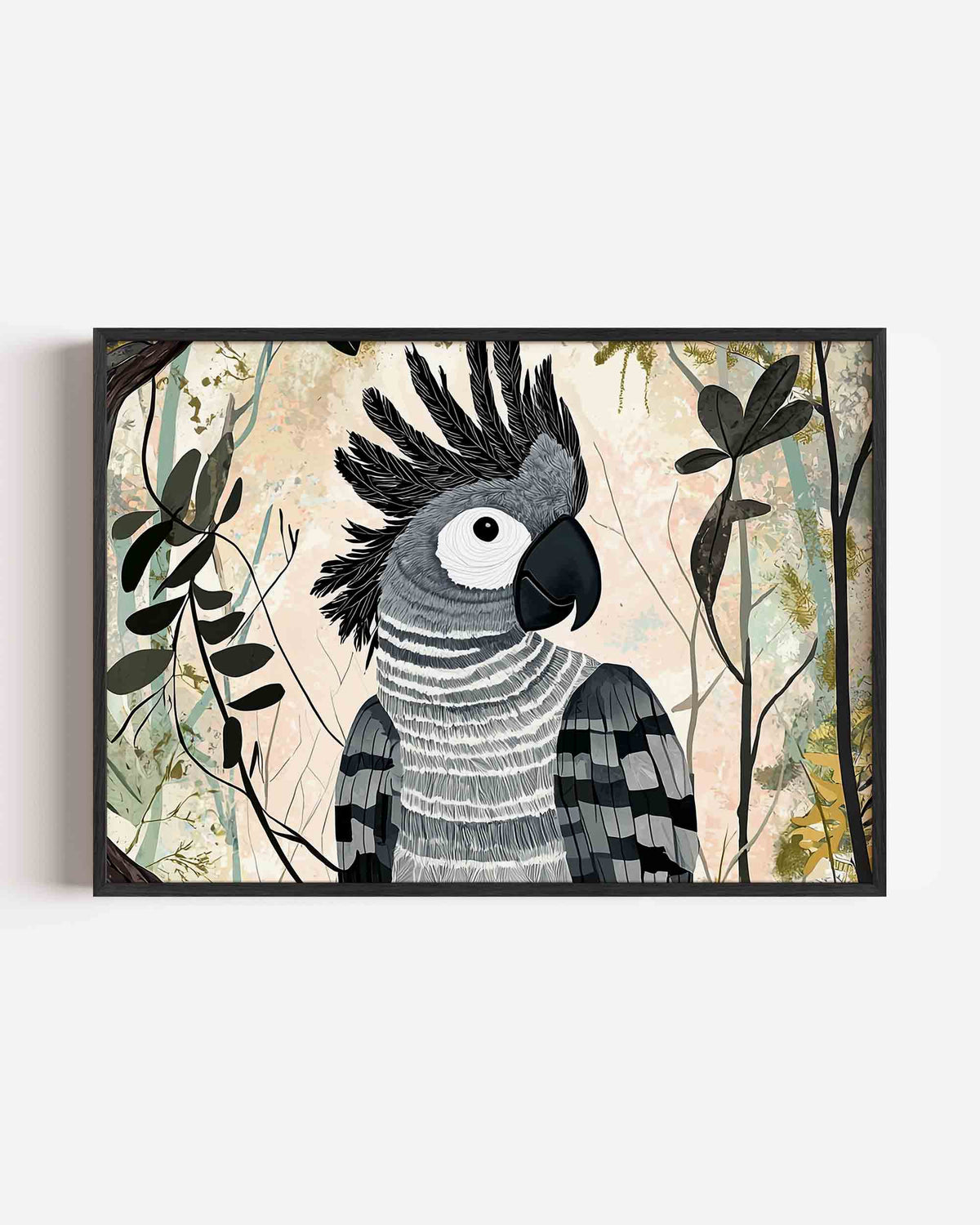 Papegaai met bladeren – dieren landscape poster als wanddecoratie