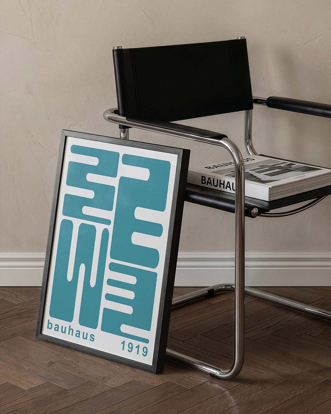 Vorm en lijnenspel – staande Bauhaus poster voor aan de muur