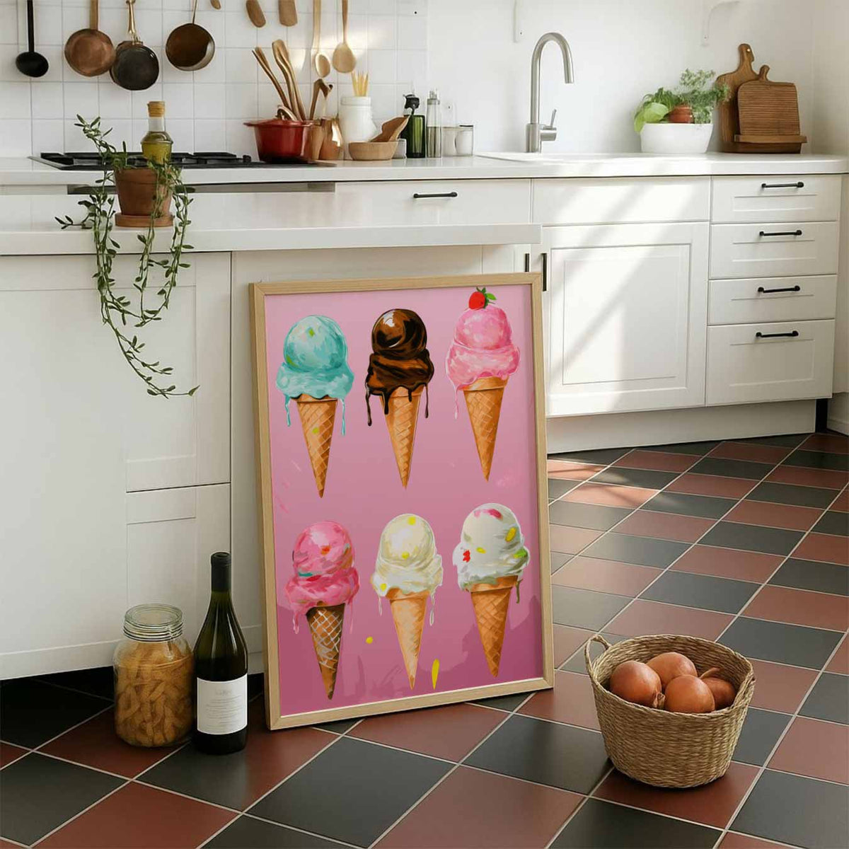 Zoete IJsco Fantasie – staande muurposter voor keuken of eethoek