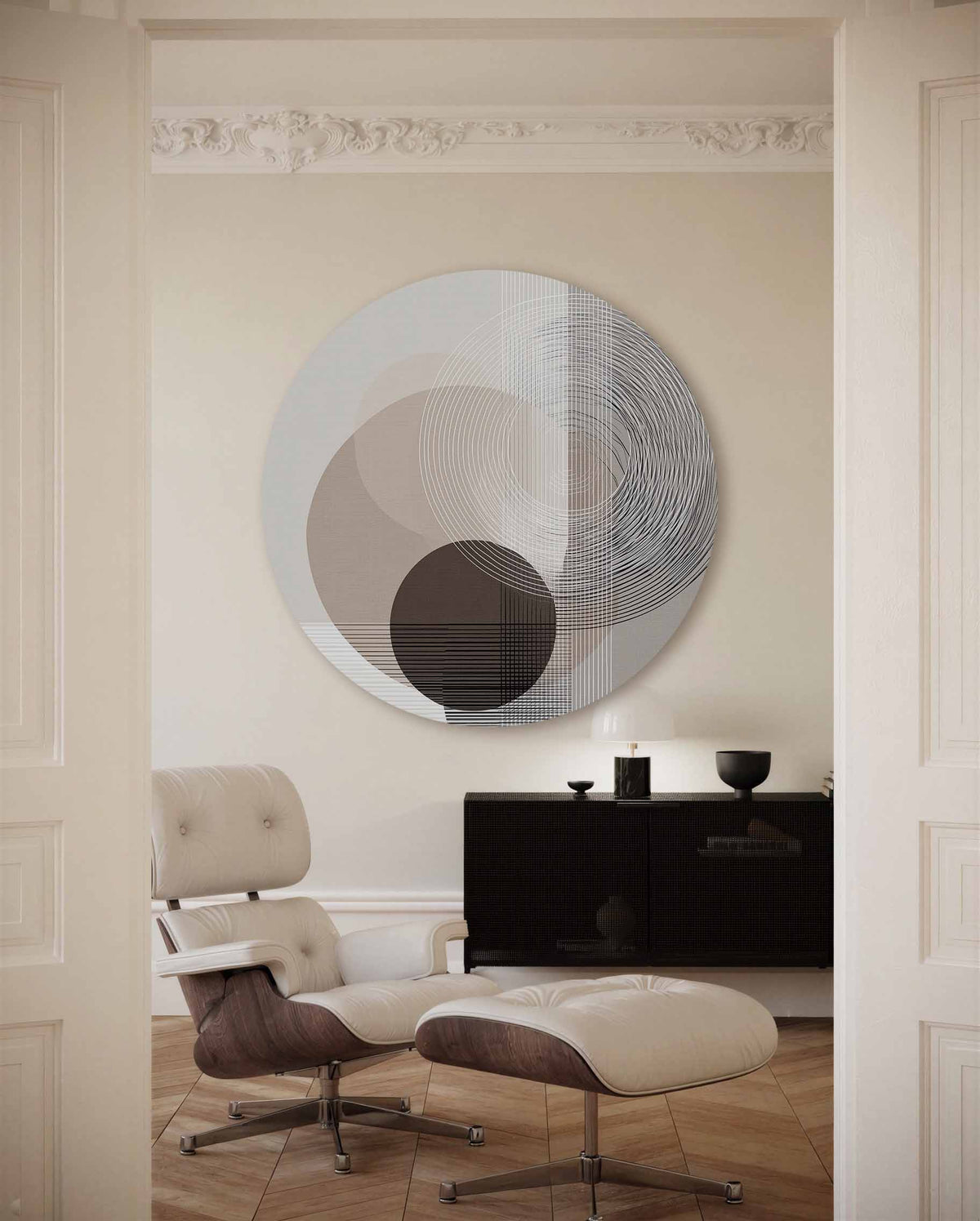 Grafische cirkels – moderne abstracte muurcirkel voor aan de muur