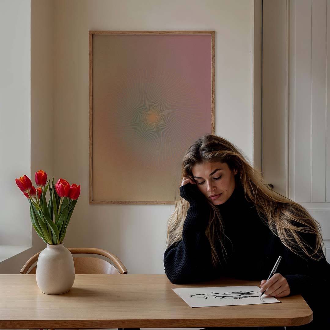 Betoverende Spiraal Zen – staande muurposter met kleurrijke abstracte vormen