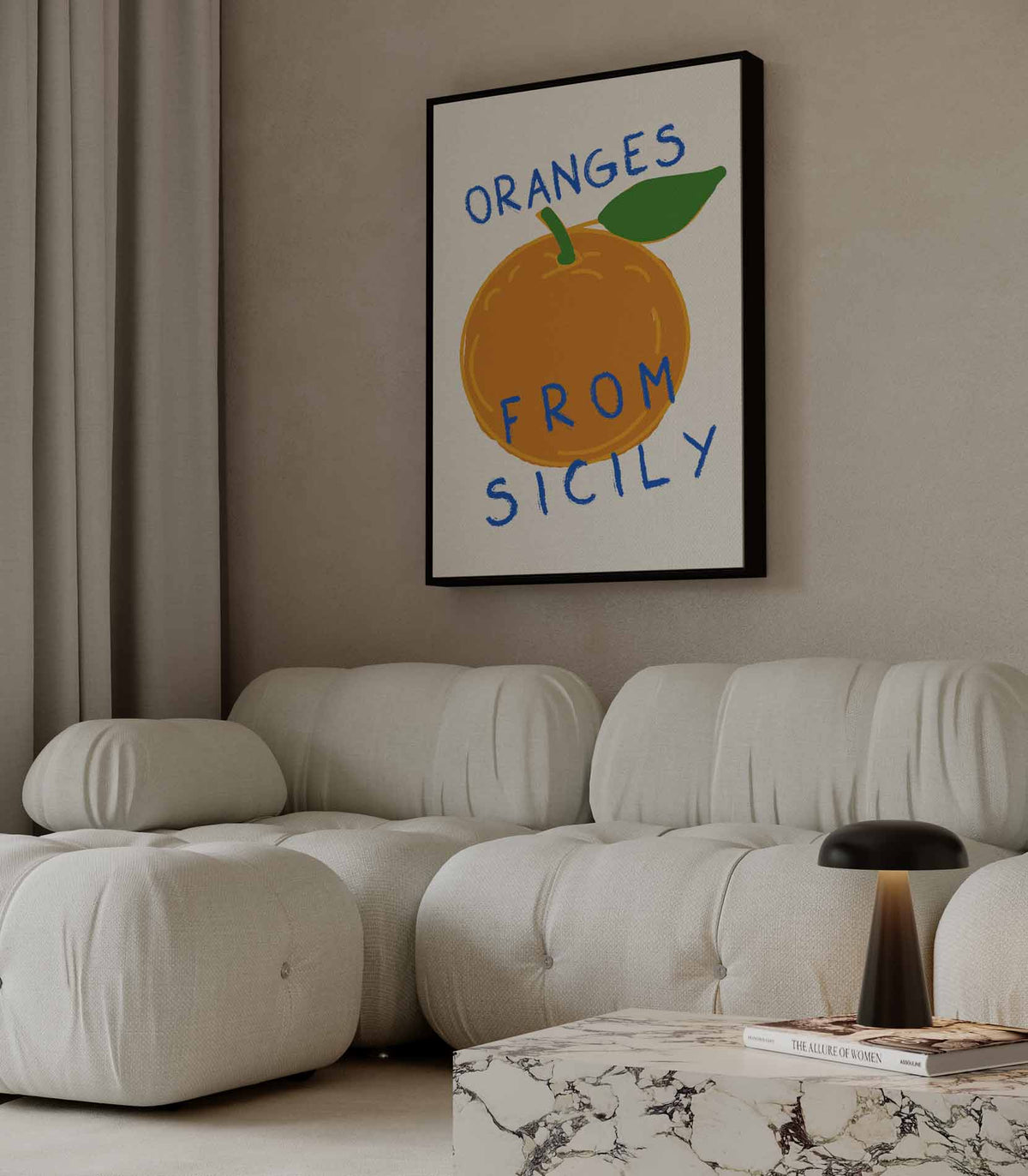 Zonnige Sicilië Sinaasappelprint – modern portret kunstwerk van WallArtistic